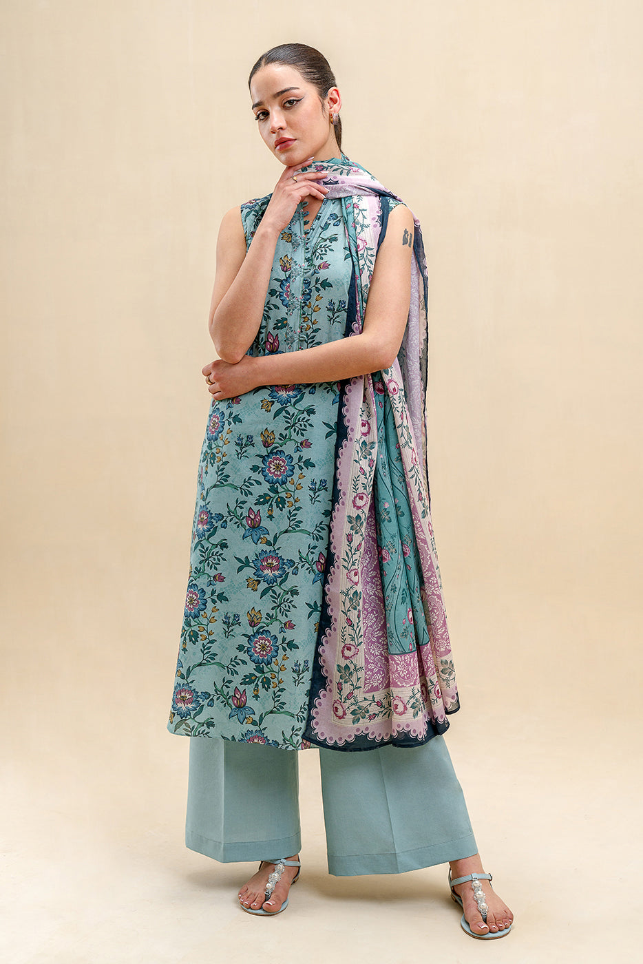 3 PIECE PRINTED LAWN SUIT-BERYL STALK (UNSTITCHED)