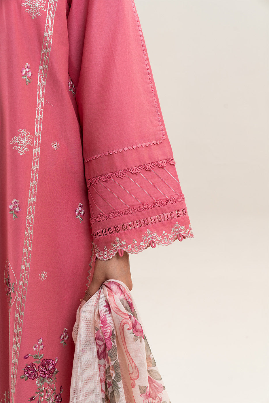 3 PIECE EMBROIDERED LAWN SUIT-VINTAGE ROUGE (UNSTITCHED)