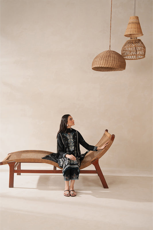 3 PIECE EMBROIDERED LAWN SUIT-MYSTIC BLACK (UNSTITCHED)