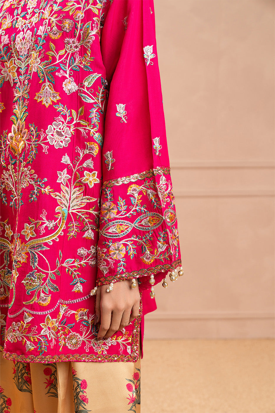 EMBROIDERED RAW SILK SHIRT (LUXURY PRET)