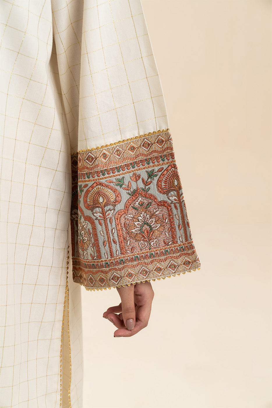 EMBROIDERED YARN DYED LUREX SHIRT (PRET)