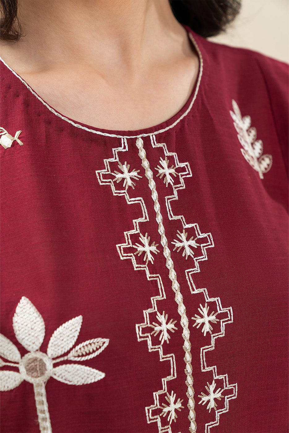 2 PIECE EMBROIDERED TWO WAY SLUB SUIT (PRET)
