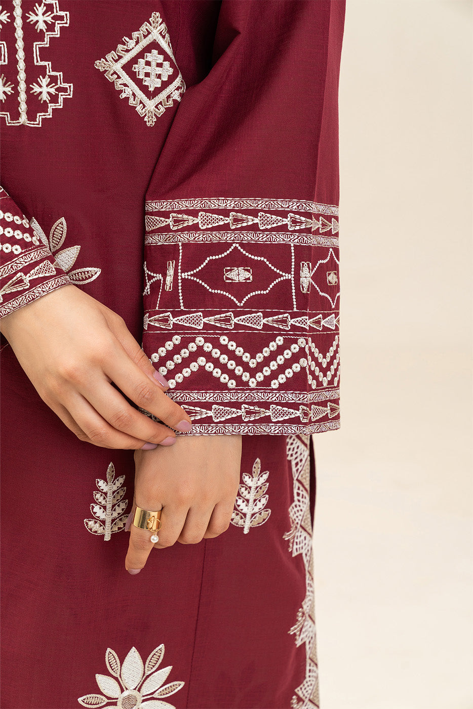 2 PIECE EMBROIDERED TWO WAY SLUB SUIT (PRET)