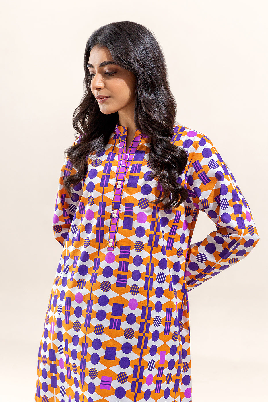 2 PIECE - PRINTED LAWN SUIT - POLKA HUES (UNSTITCHED)