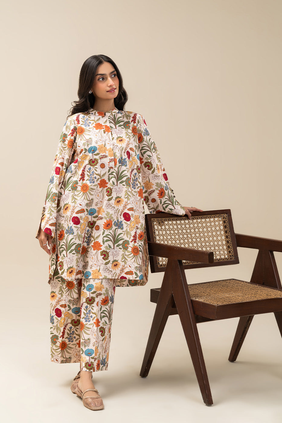 2 PIECE PRINTED COTTON VISCOSE SUIT (PRET)