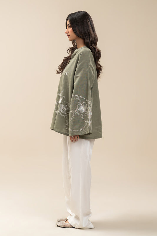 EMBROIDERED TWO WAY SLUB TOP (PRET)