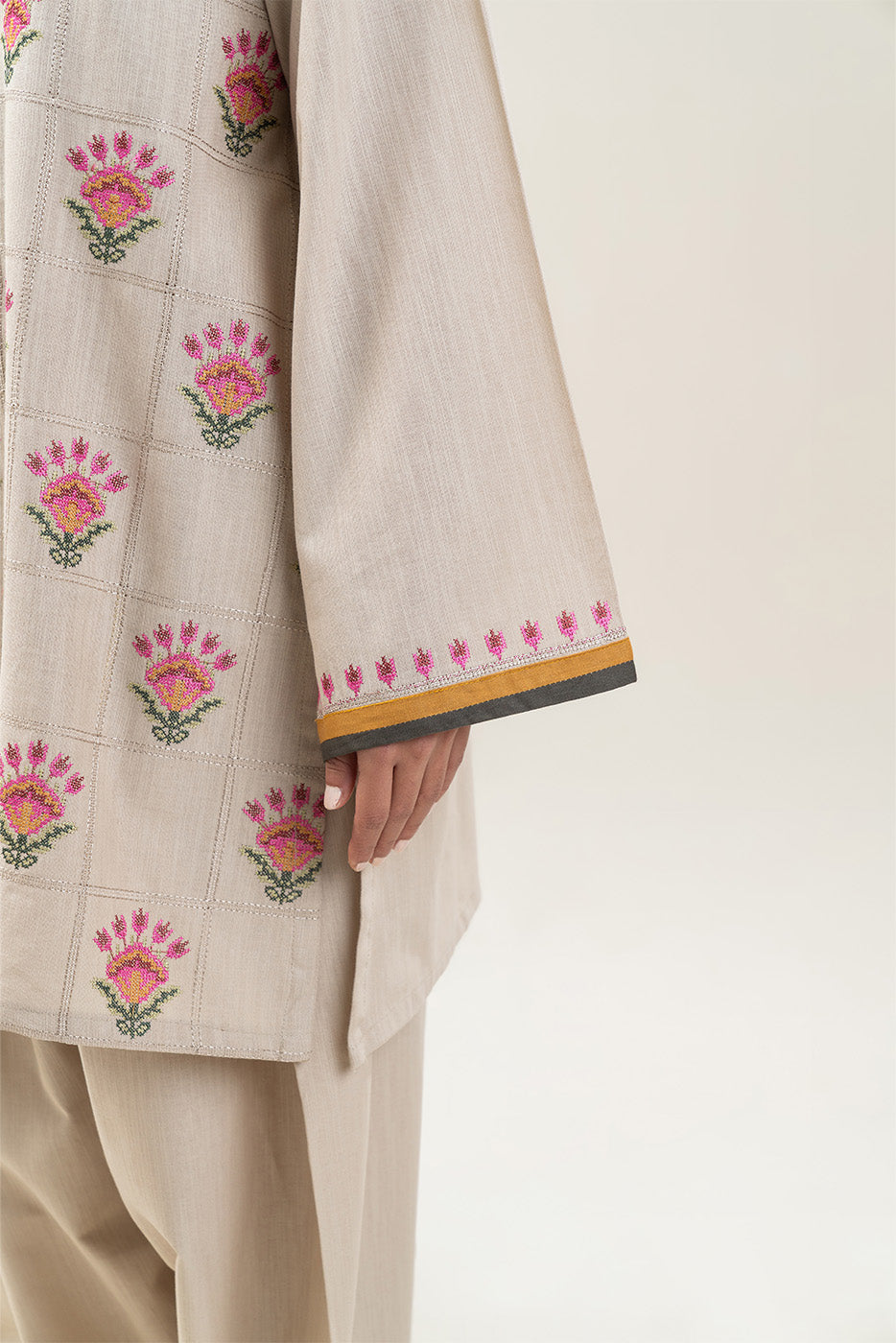 2 PIECE EMBROIDERED SLUB KHADDAR SUIT (PRET)