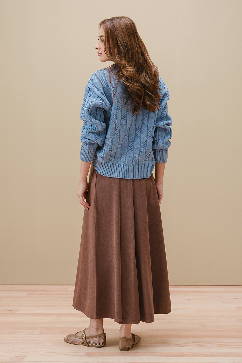 CROPPED CABLE KNIT PULLOVER