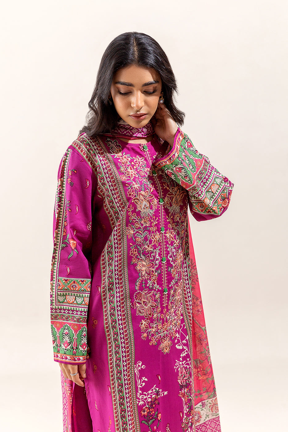 2 PIECE - EMBROIDERED LAWN SUIT - AMETHYST PEACH (UNSTITCHED) - BEECHTREE