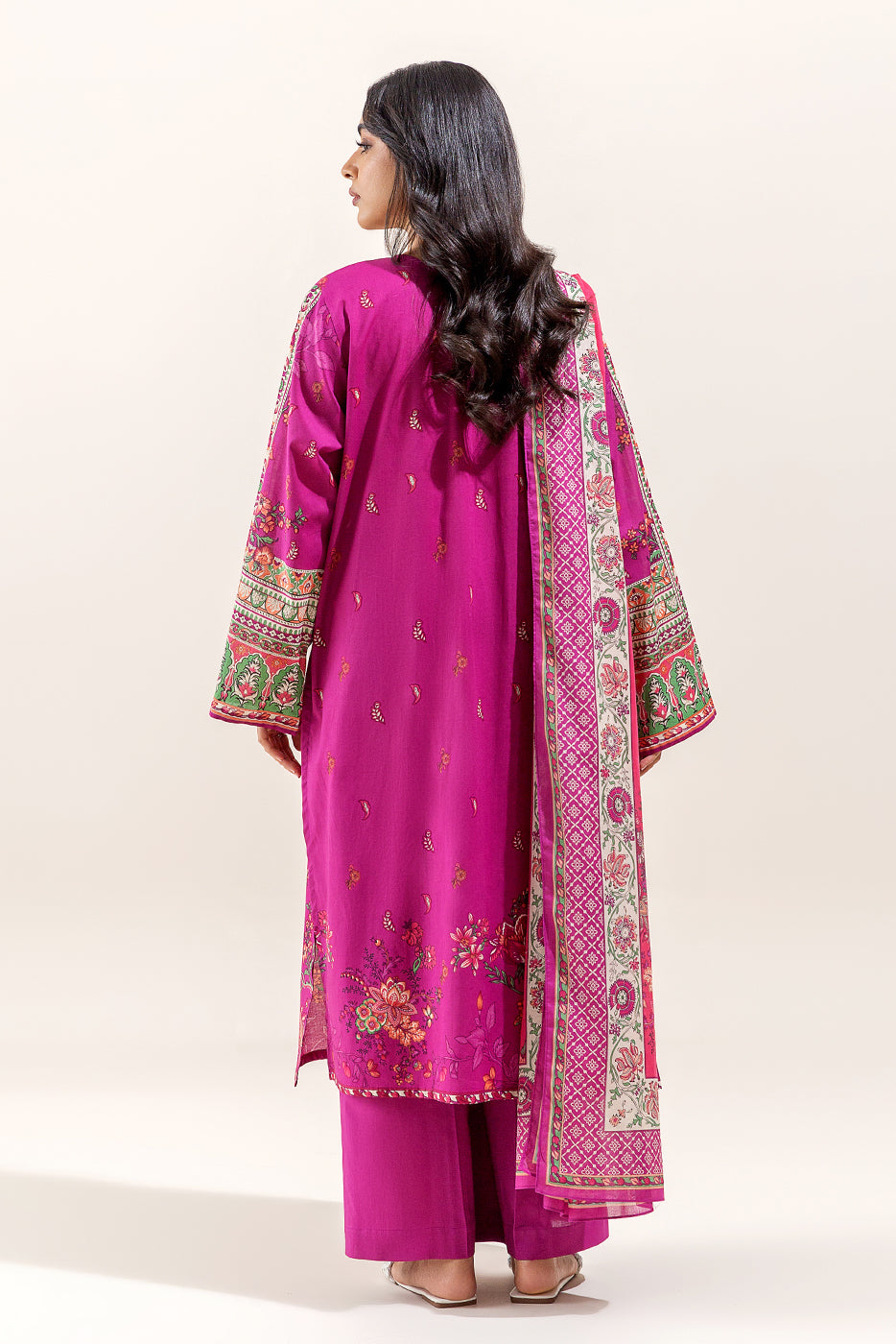 2 PIECE - EMBROIDERED LAWN SUIT - AMETHYST PEACH (UNSTITCHED)
