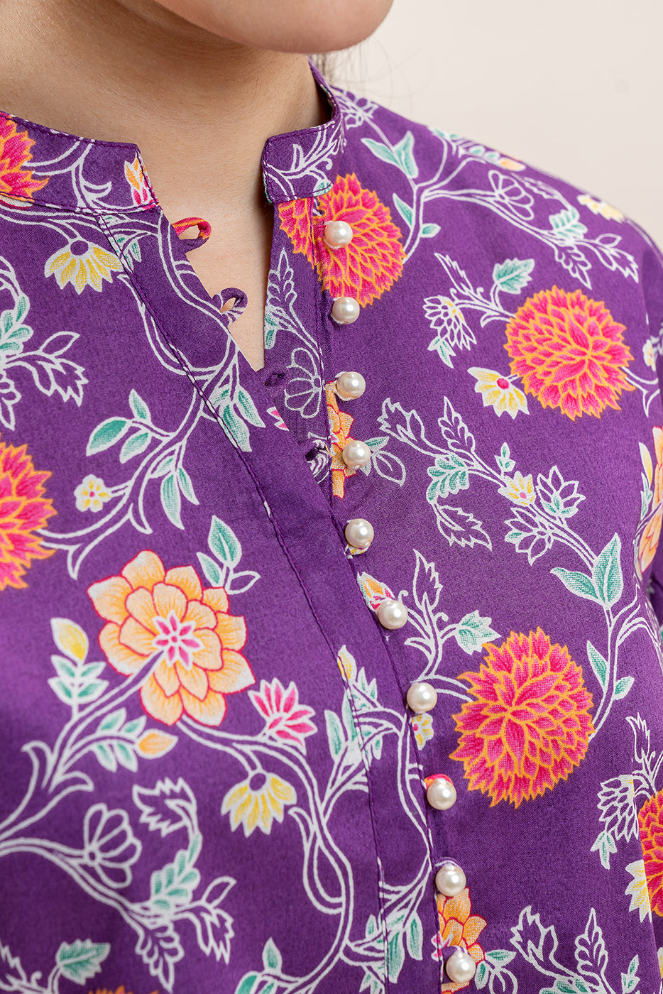 2 PIECE PRINTED LAWN SUIT-INDIGO GLOOM (UNSTITCHED)