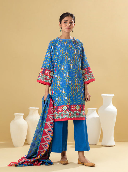 2 PIECE - PRINTED LAWN SUIT - REGALE BLUE MORBAGH SU_22