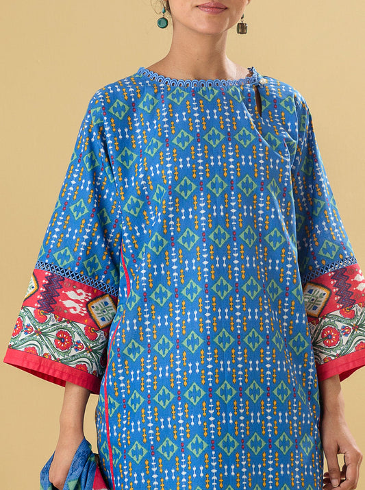 2 PIECE - PRINTED LAWN SUIT - REGALE BLUE MORBAGH SU_22
