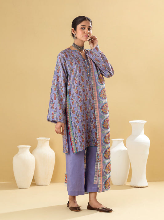 3 PIECE - PRINTED LAWN SUIT - NOSTALGIA MORBAGH SU_22