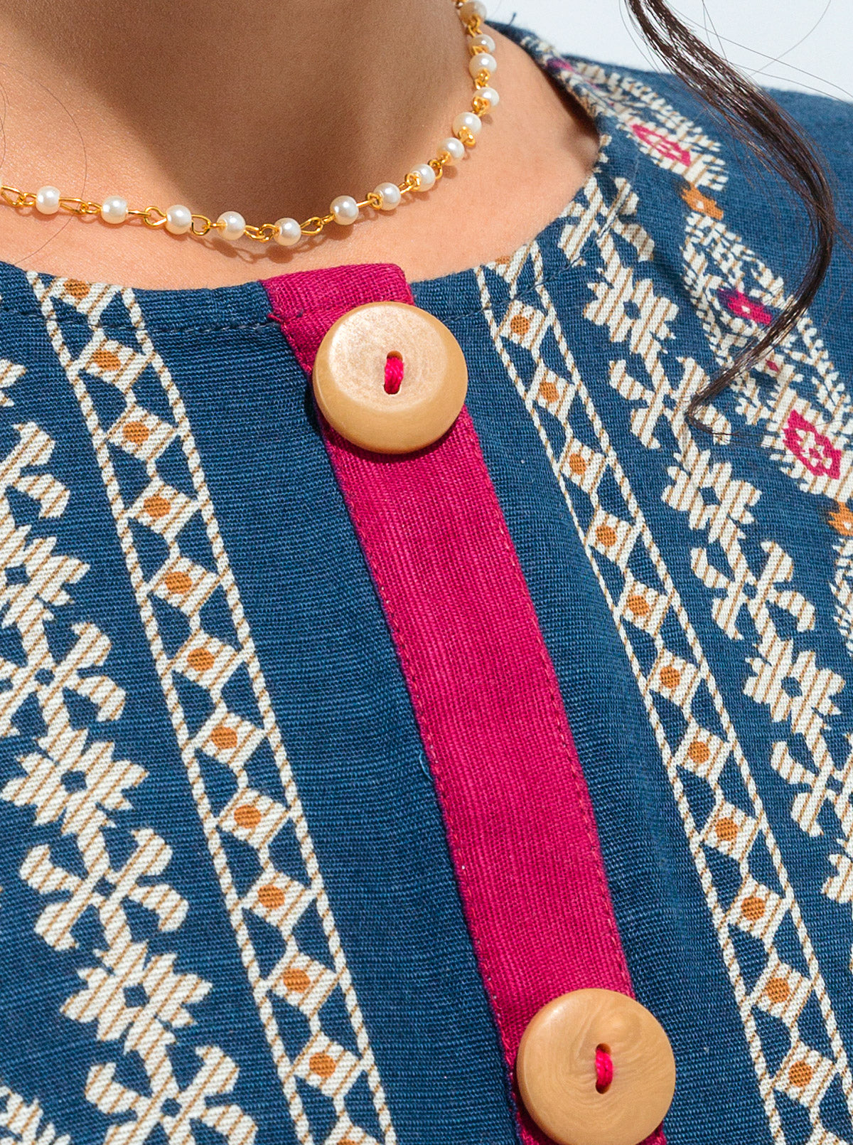 3 PIECE - PRINTED KHADDAR SUIT - BLUE BROCADE MORBAGH WN_21