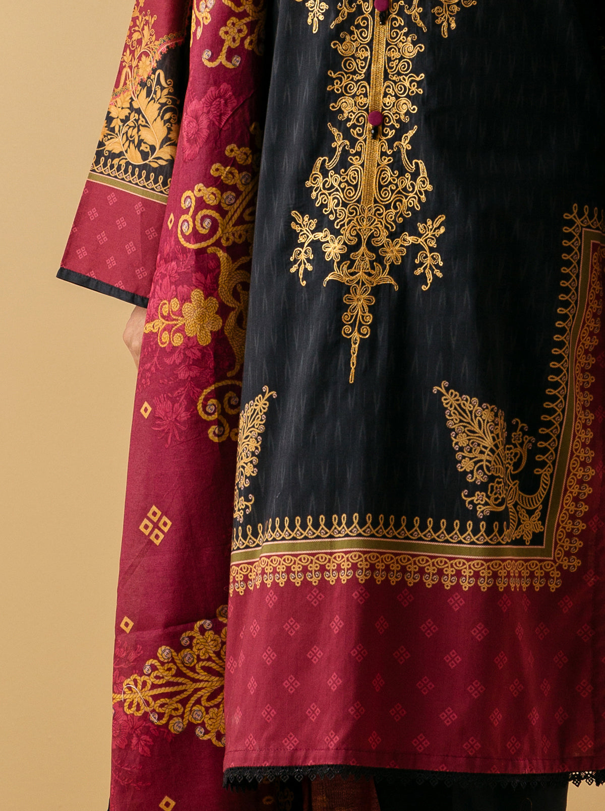 3 PIECE - EMBROIDERED LAWN SUIT - RAVEN GLOW MORBAGH SU_22