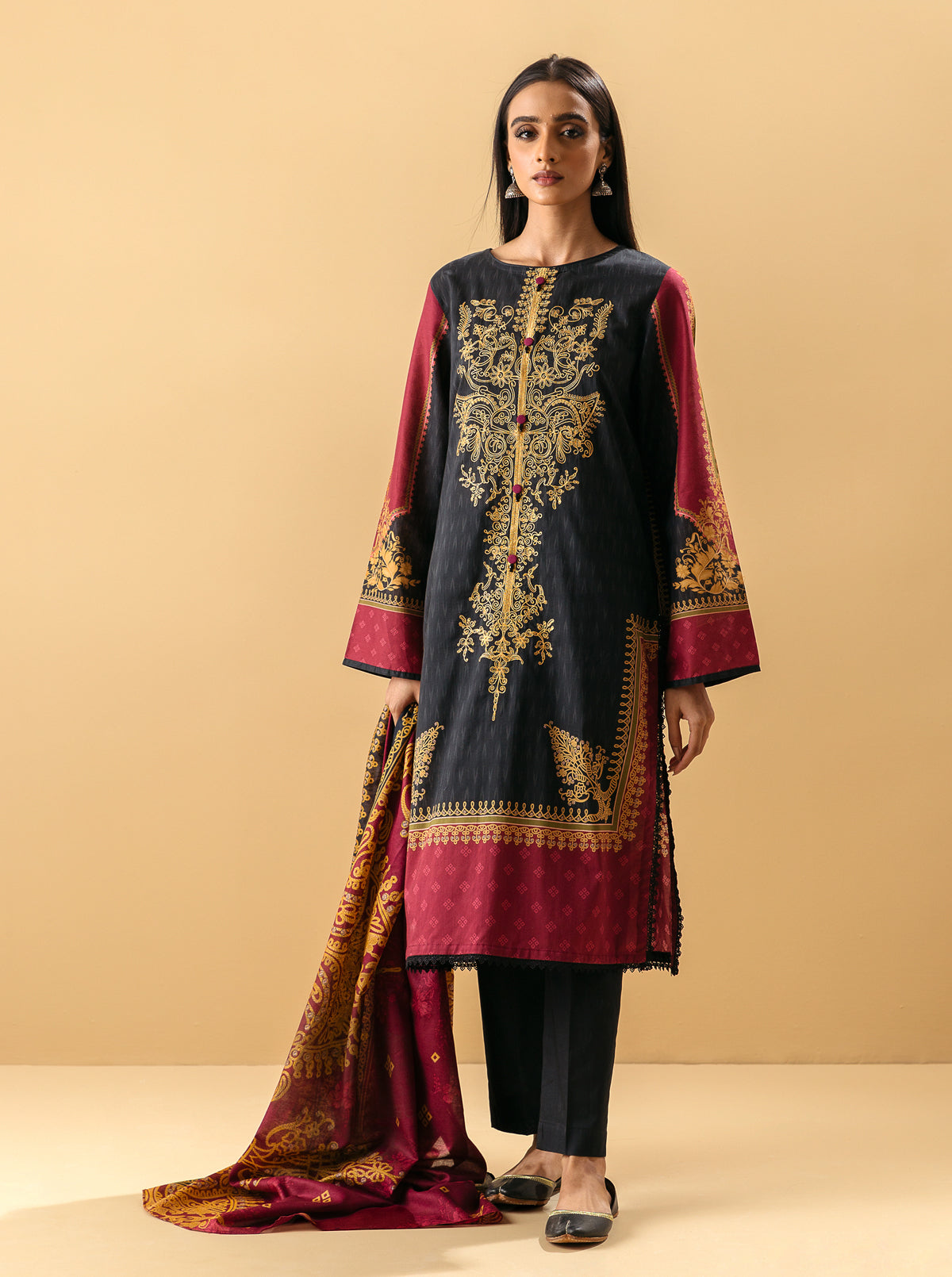 3 PIECE - EMBROIDERED LAWN SUIT - RAVEN GLOW MORBAGH SU_22