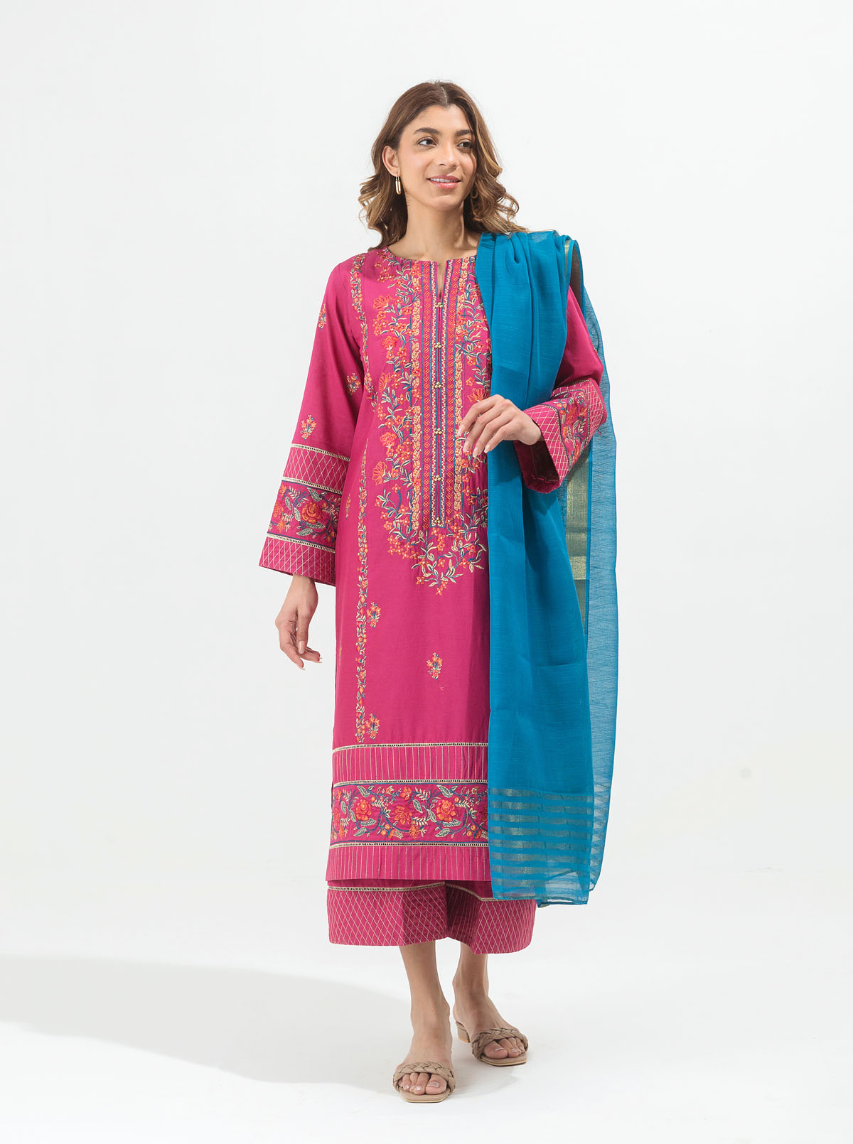 Fuchsia Affair-Embroidered-3P (UNSTITCHED)