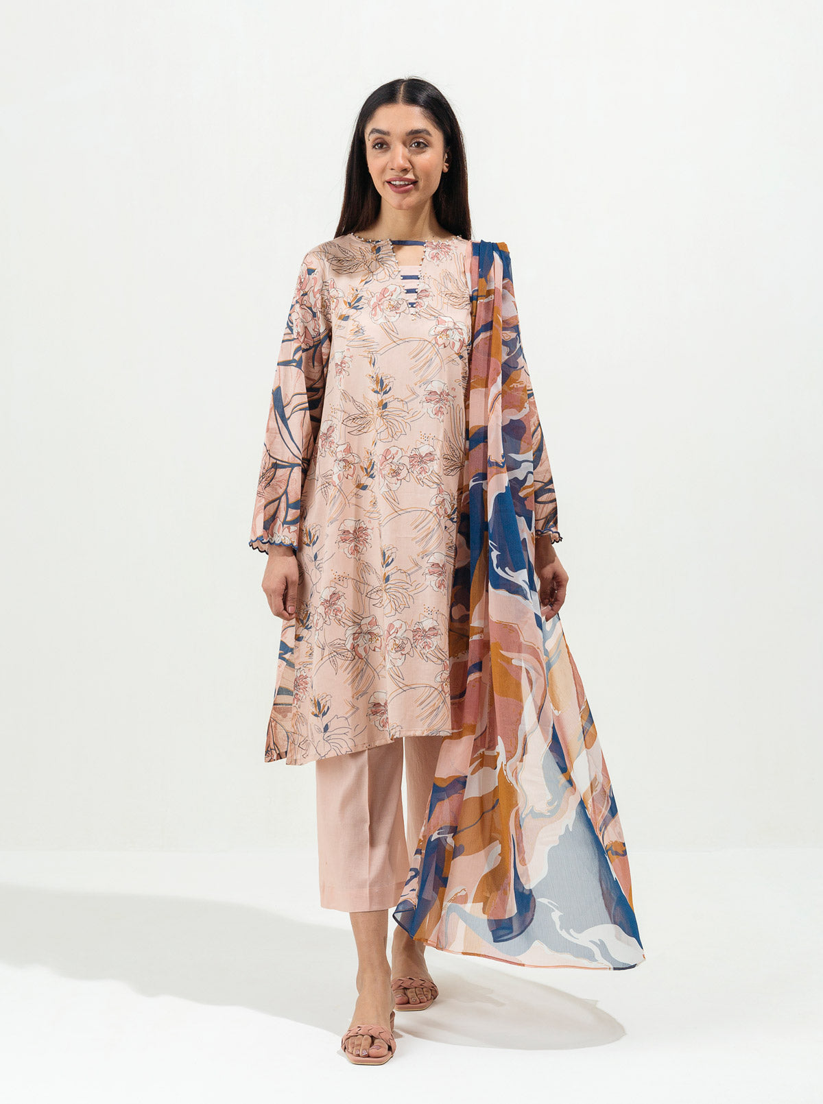 Fusion Coral-Printed-2P (UNSTITCHED)