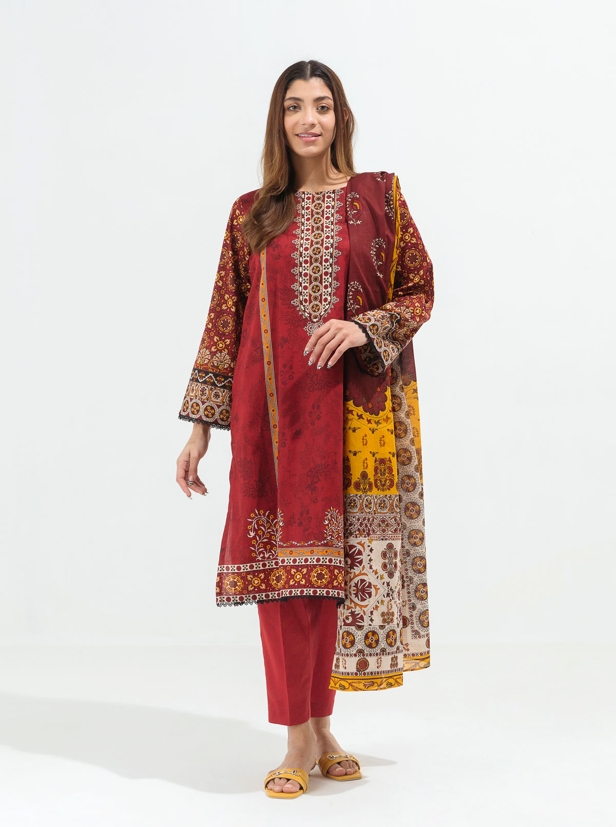 Red Dusk-Printed-3P (UNSTITCHED)