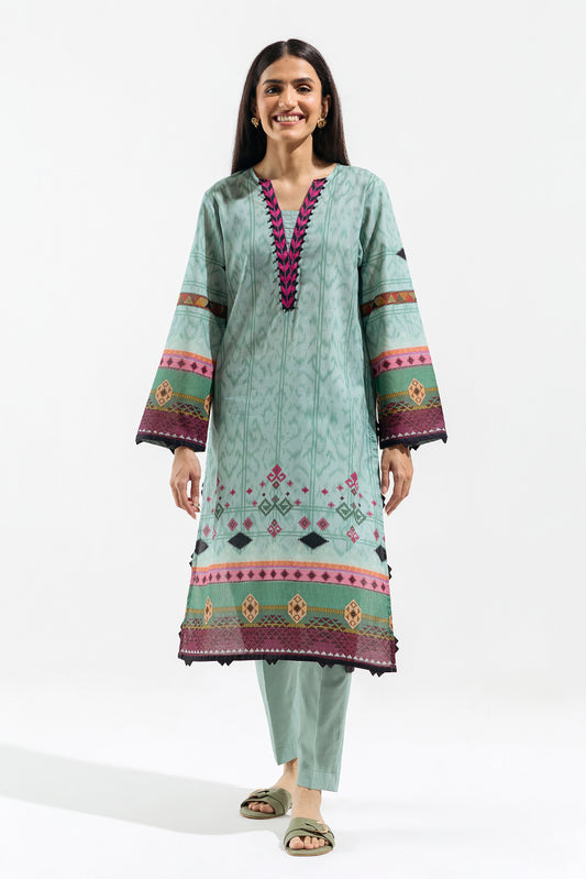 1 PIECE - PRINTED  LAWN SHIRT - TIFFANY WEAVE