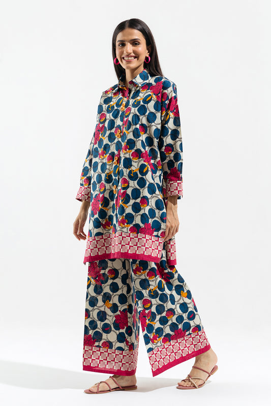 Azure Ring Printed Lawn Suit - Unveil the charm of elegance in this captivating 2-piece ensemble
