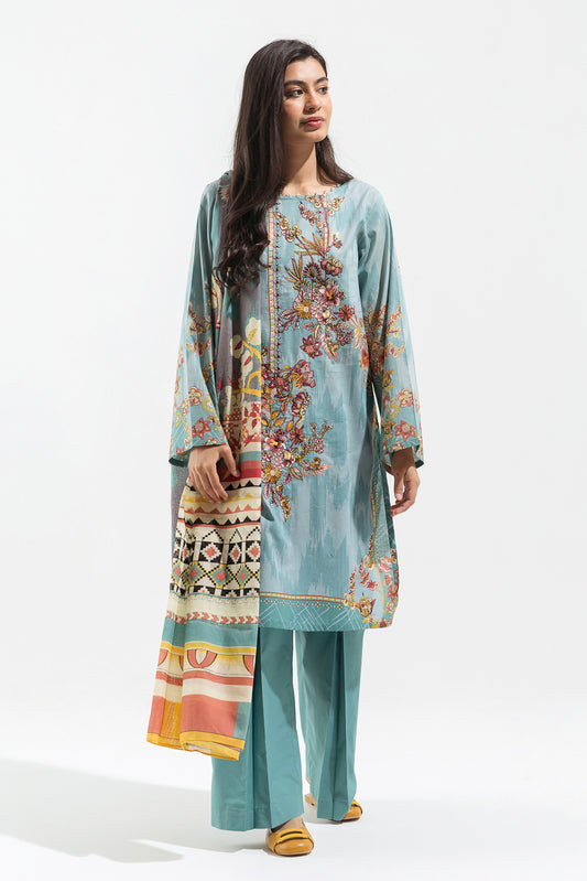 3 PIECE - EMBROIDERED LAWN SUIT - ARCTIC GILD