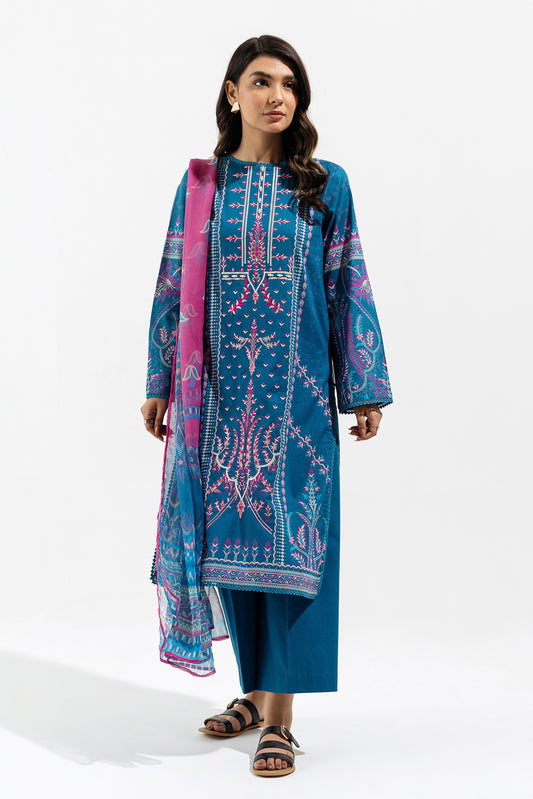 3 PIECE - EMBROIDERED LAWN SUIT - FUSCHIA YALE