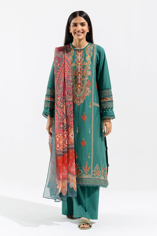 3 PIECE - EMBROIDERED LAWN SUIT - ETHNIC SAPPHIRE