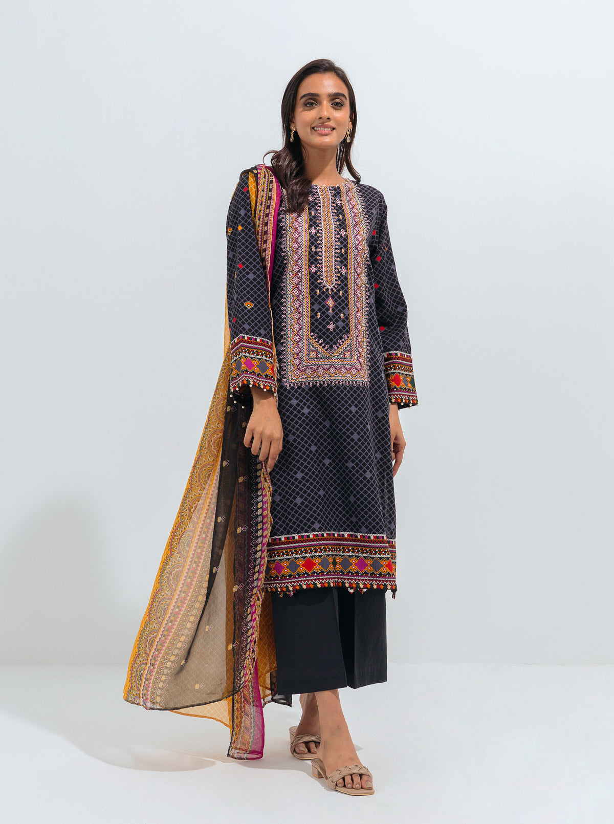 TRIBAL DECO-EMBROIDERED-2P (UNSTITCHED)