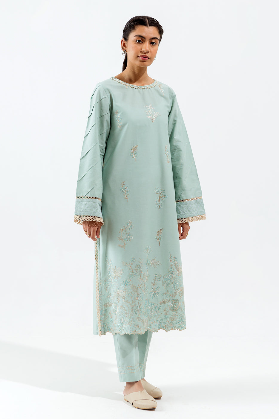 2 PIECE - EMBROIDERED CAMBRIC SUIT - MISTY HUES