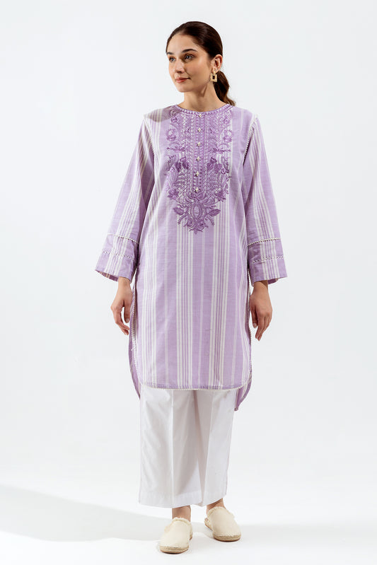 1 PIECE - EMBROIDERED YARN DYED SHIRT - LAVENDER GLOW