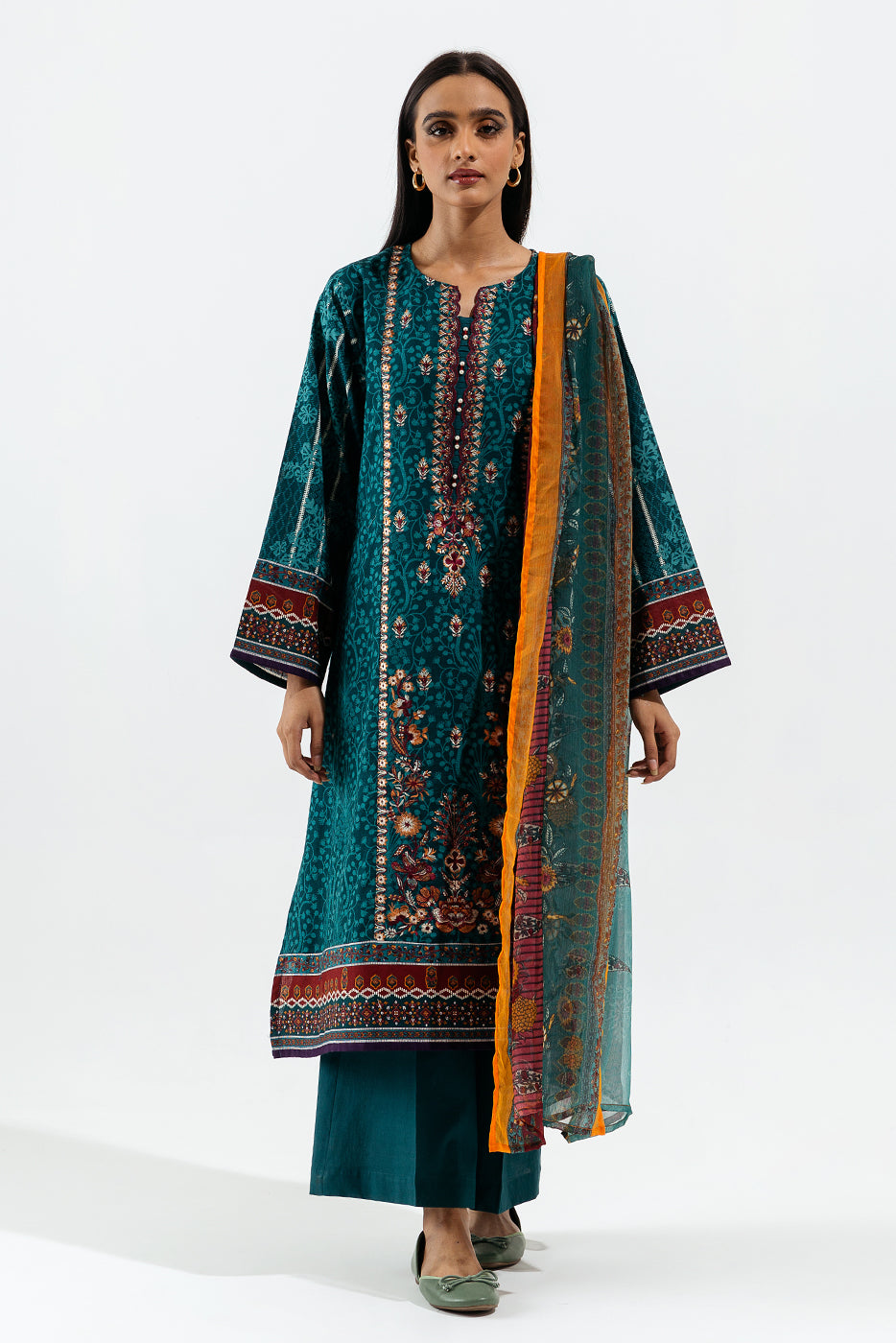 2 PIECE - EMBROIDERED KHADDAR SUIT - ENCHANTED TEAL (UNSTITCHED)
