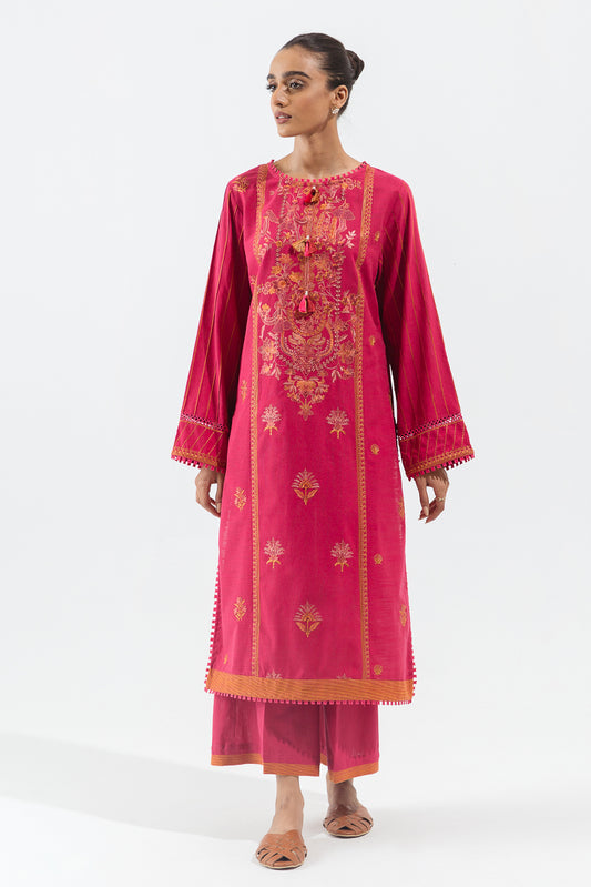 2 PIECE - EMBROIDERED KHADDAR SUIT - CAMELLIA PINK