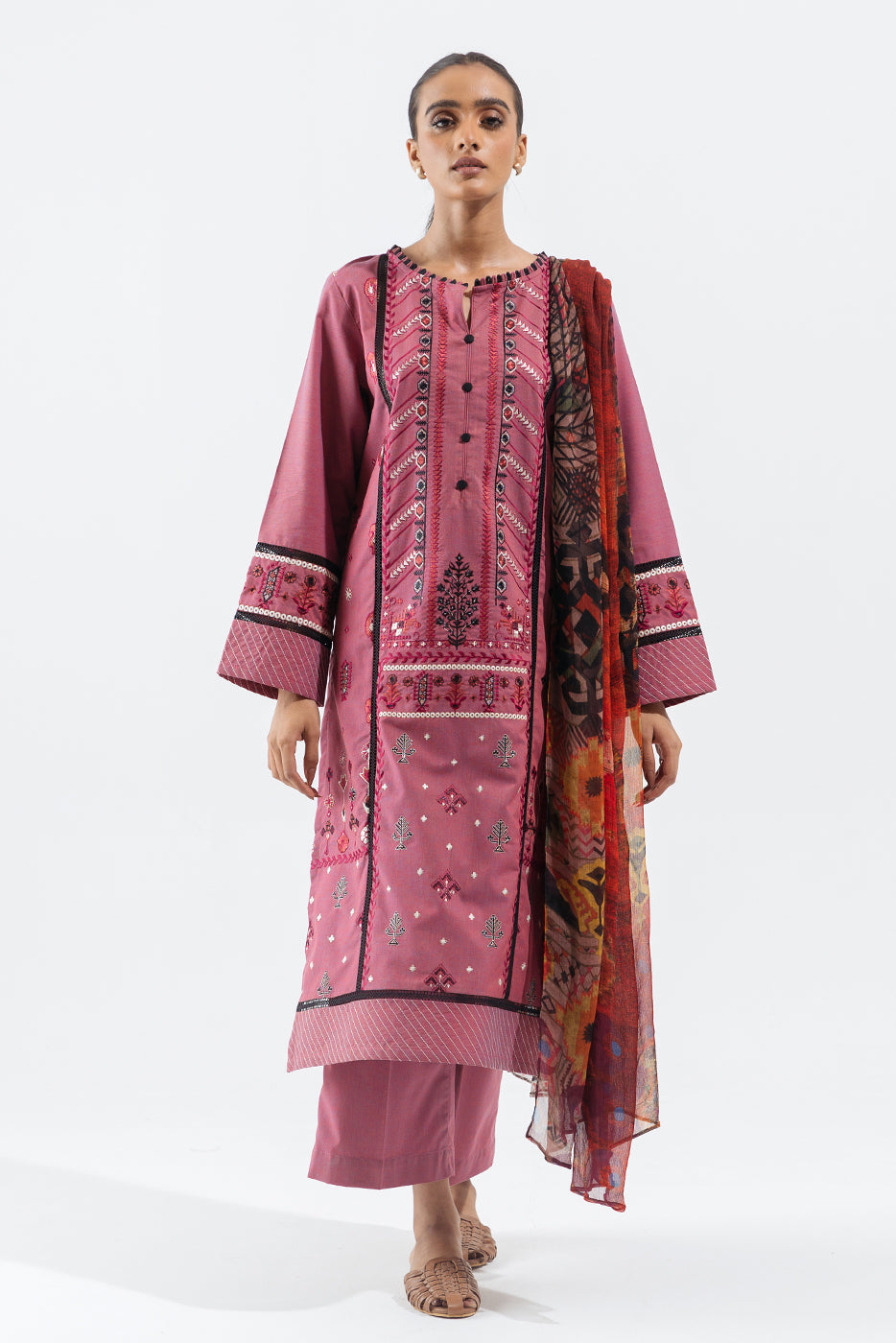 3 PIECE - EMBROIDERED KHADDAR SUIT - FOLK FESTIVAL
