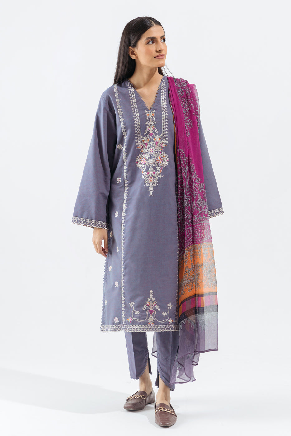 3 PIECE - EMBROIDERED KHADDAR SUIT - LAVENDER QUARTZ