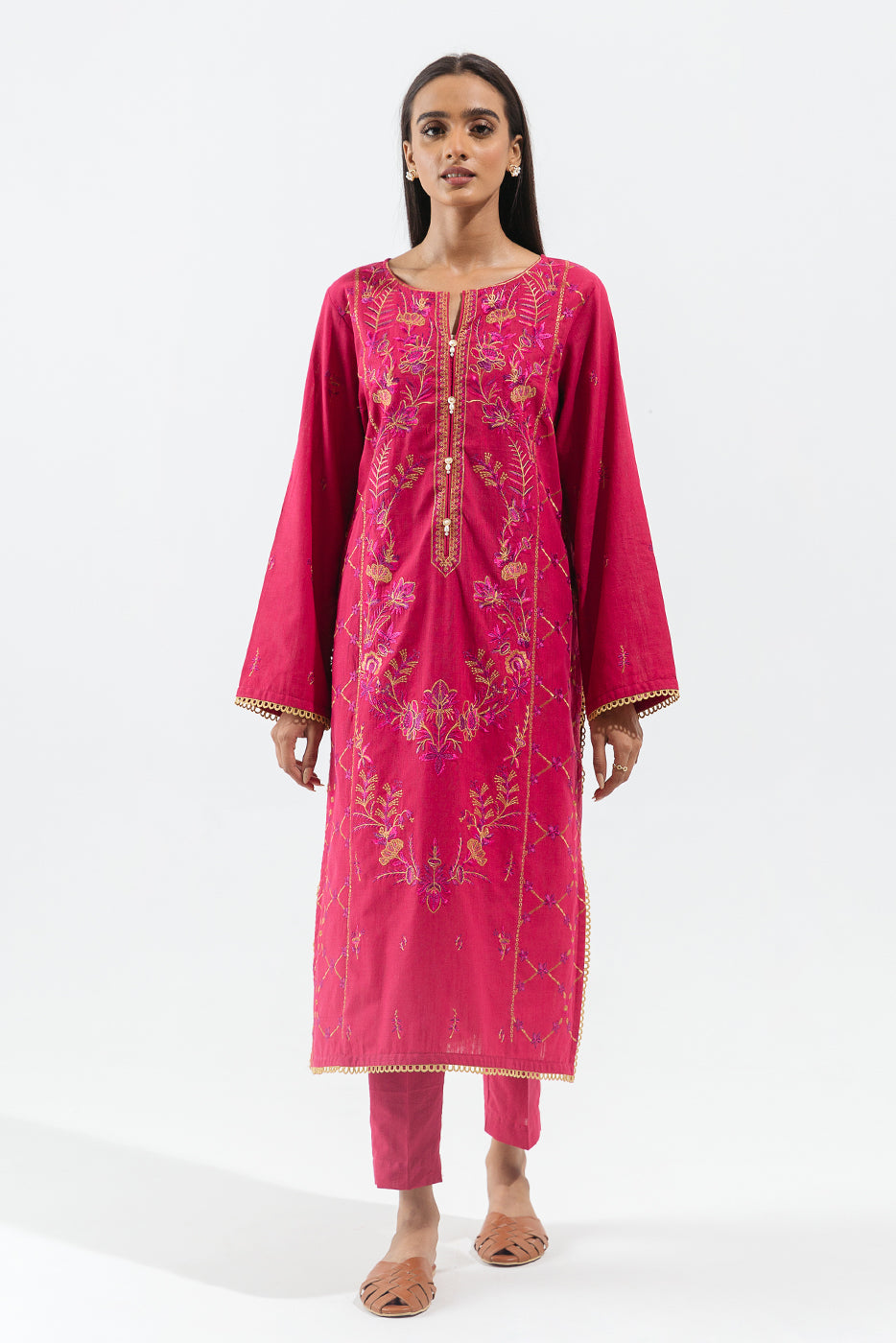2 PIECE - EMBROIDERED KHADDAR SUIT - VICTORIAN CHARM