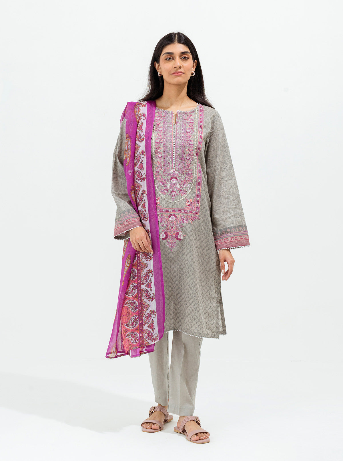 Grey Pearl-Embroidered-3P (UNSTITCHED)