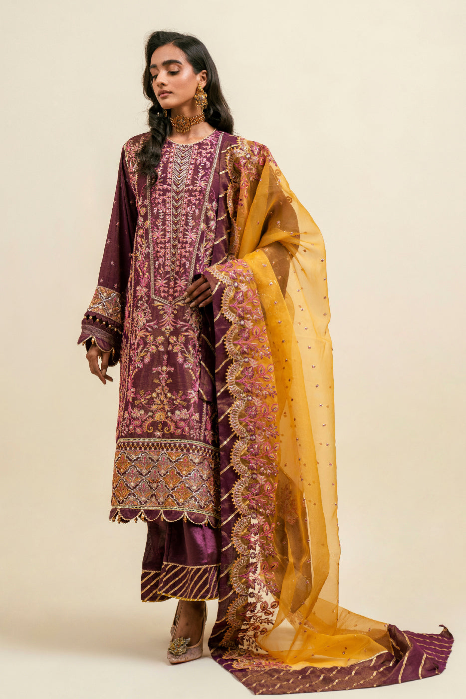 4 PIECE - EMBROIDERD MISSOURI NET SUIT - AMETHYST YALE