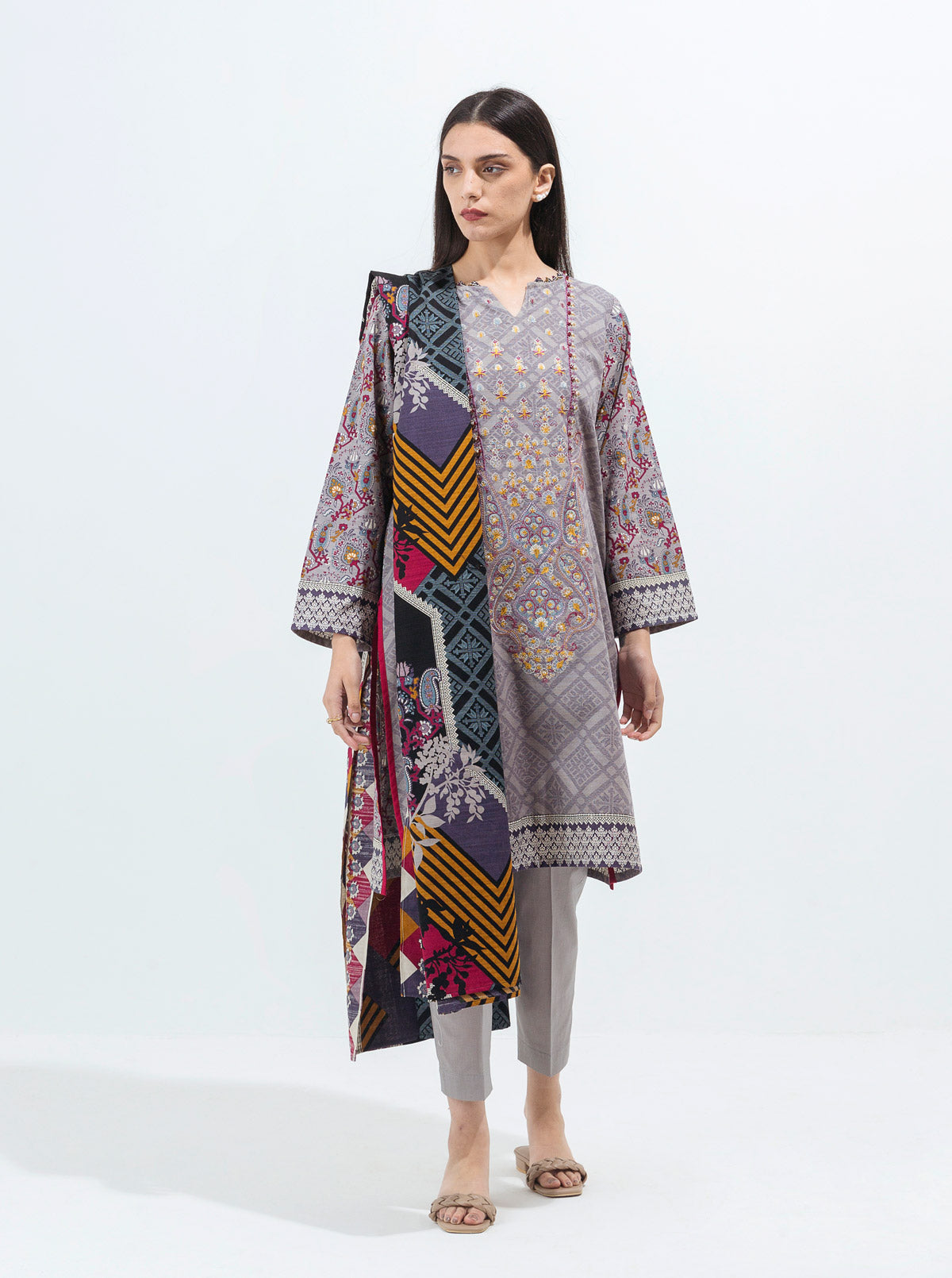 CLASSIC GREY-EMBROIDERED-3P (UNSTITCHED)