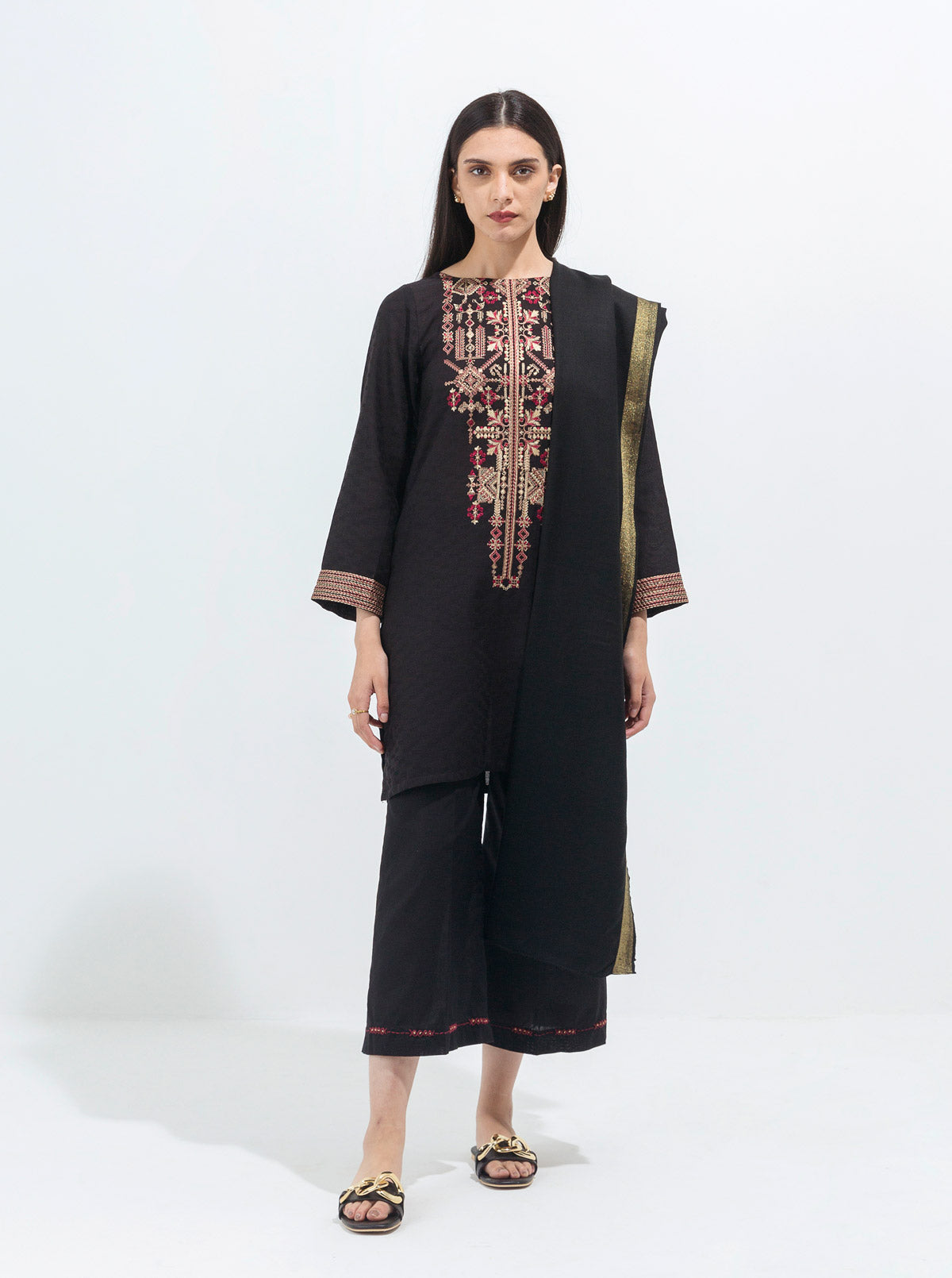 ANTIQUE JEWEL-EMBROIDERED WITH SHAWL-3P