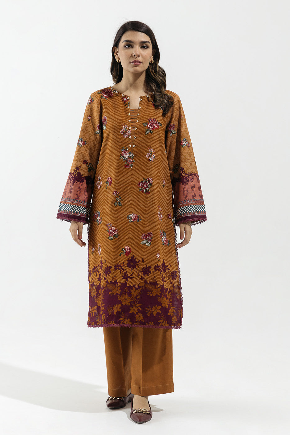 2 PIECE - PRINTED KHADDAR SUIT - RUSTIC CHINTZ (UNSTITCHED)