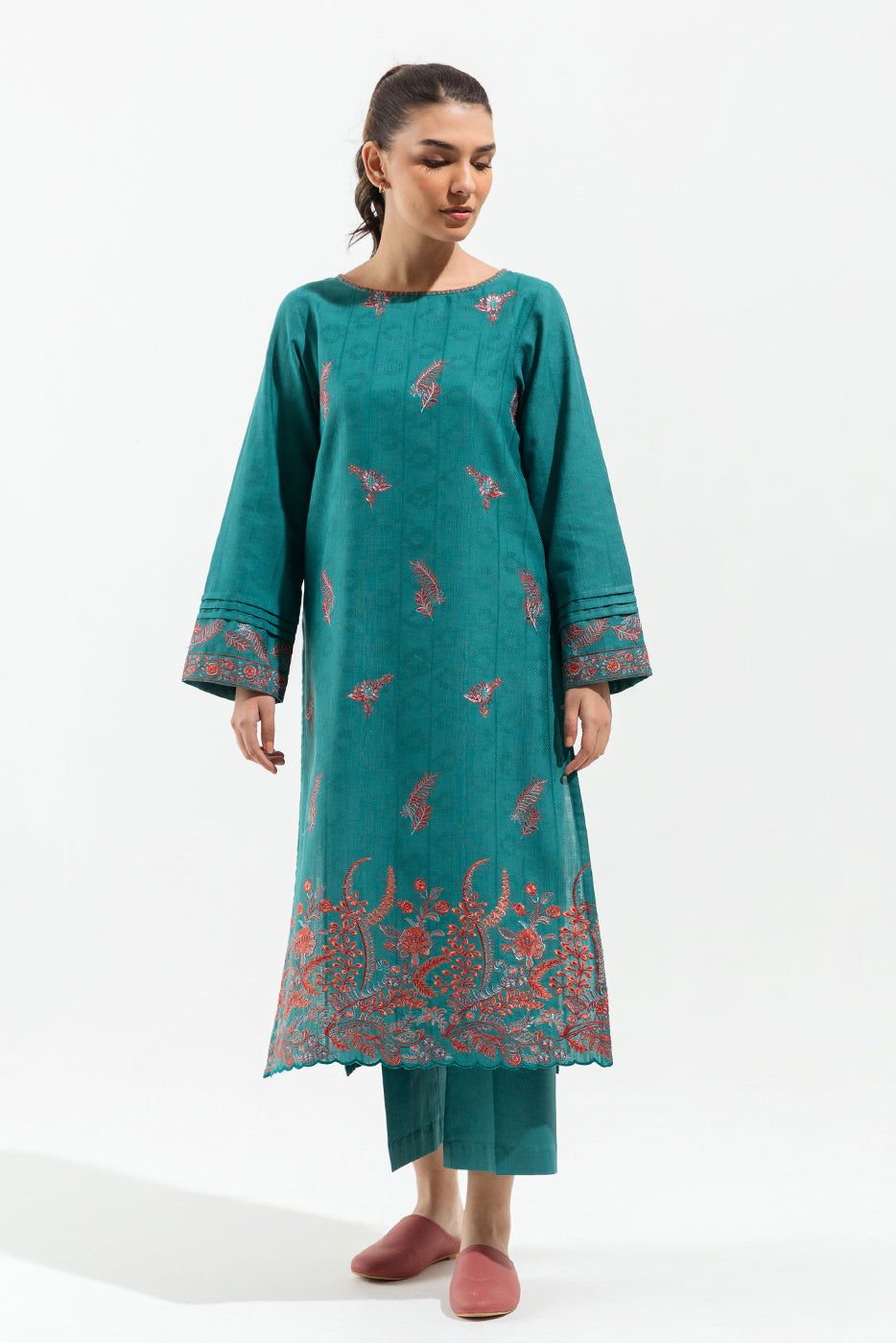 2 PIECE - EMBROIDERED JACQUARD SUIT - SAPPHIRE FIG