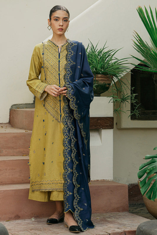 3 PIECE - EMBROIDERED WITH SHAWL KHADDAR SUIT - ORIENTAL GLOW
