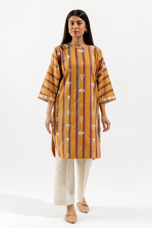 1 PIECE - EMBROIDERED YARN DYED SHIRT - VIVACIOUS OCHRE (UNSTITCHED)