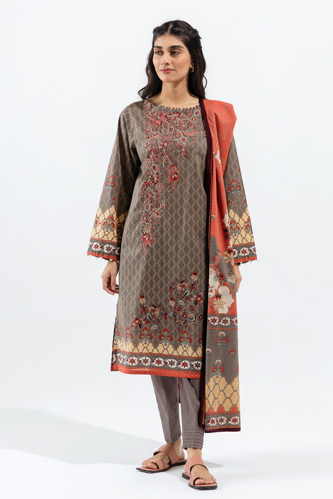 Gray Damask-Embroidered-3P