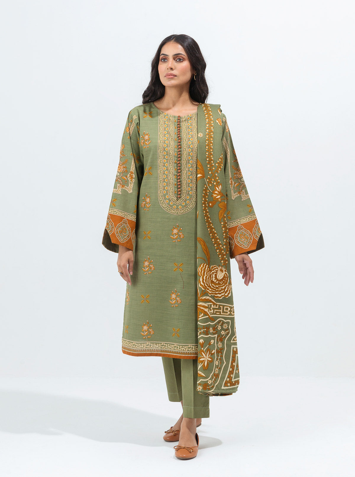 ORIENTAL JEWEL-PRINTED WITH SHAWL-3P