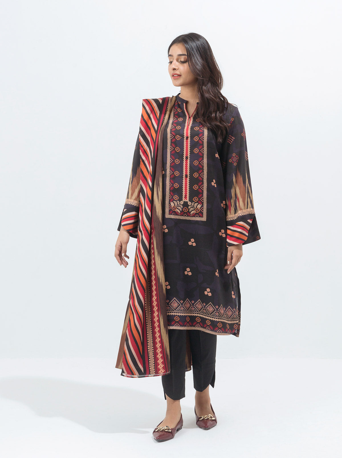 ETHNIC PLUSH-PRINTED-2P (UNSTITCHED)