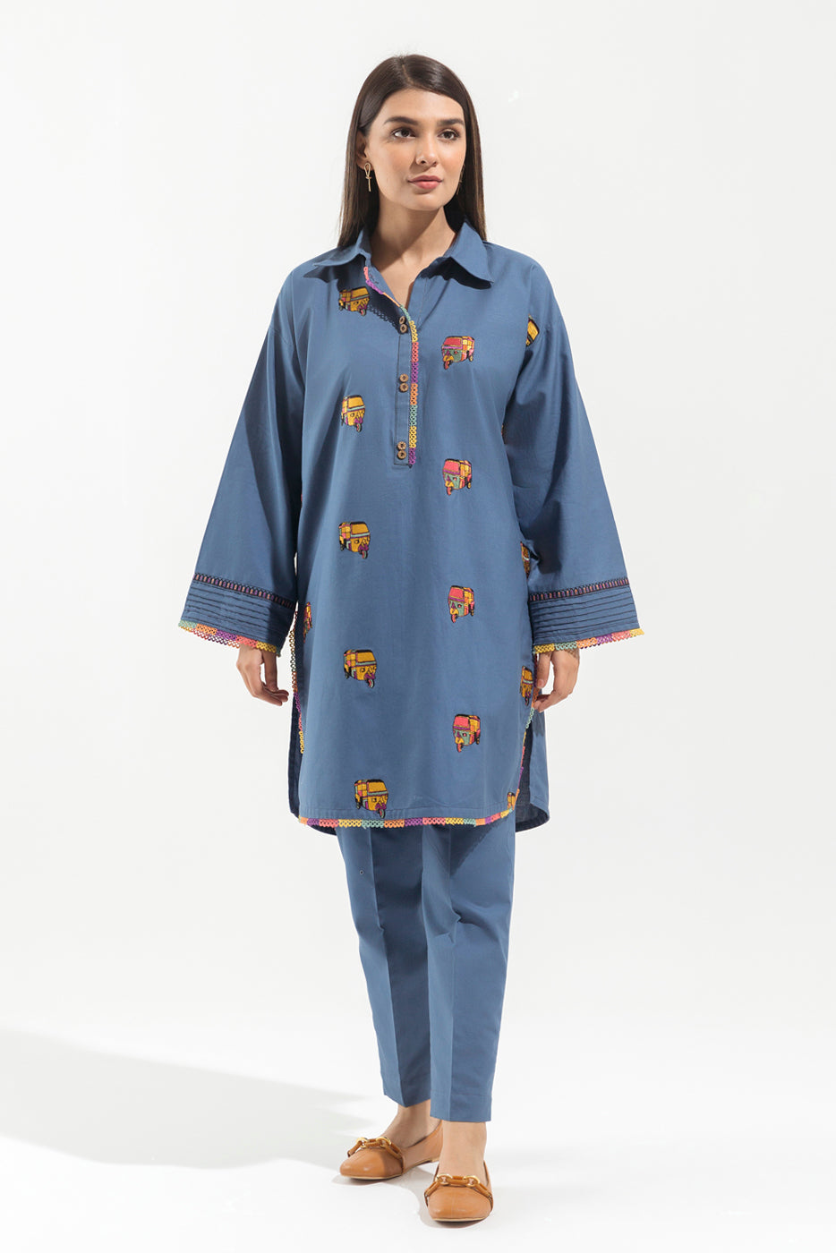 2 PIECE - EMBROIDERED KHADDAR SUIT - FOLK VIBE