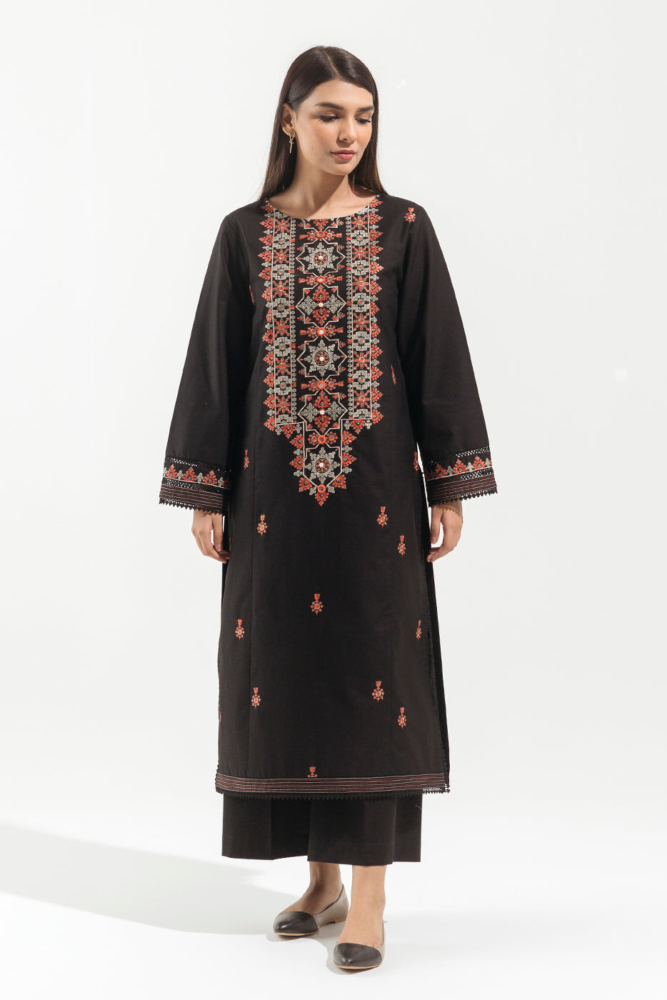 2 PIECE - EMBROIDERED KHADDAR SUIT - PEBBLE ZEST